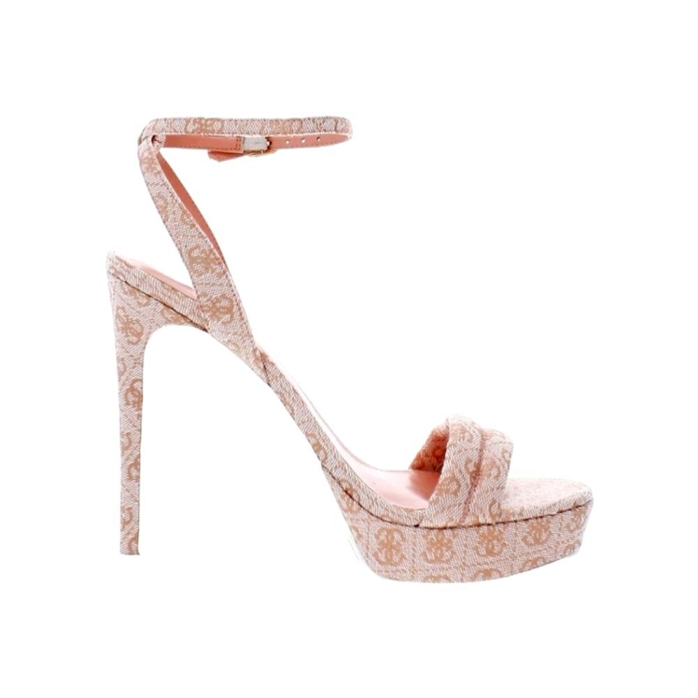 New GUESS Clives 2 Monogram Platform Sandals Ankle Strap Pink Heels Size 10 NWOB